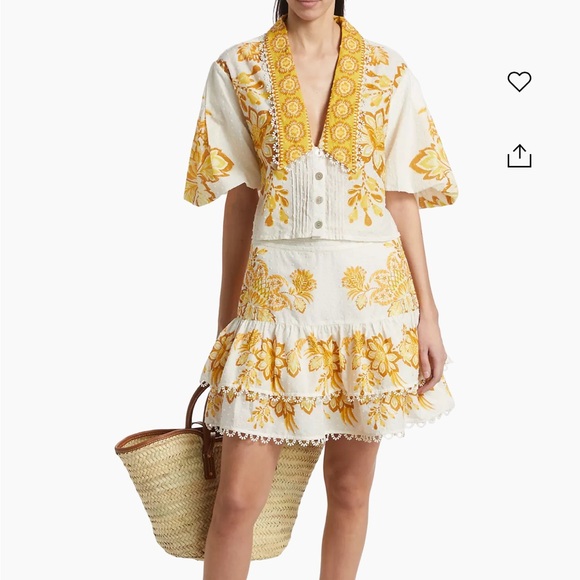 Aura Floral Cotton Crop Top sz Xs - Picture 4 of 5